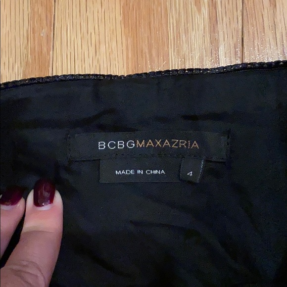BCBGMaxAzria taffeta beaded dress in black sz 4 - Picture 3 of 9